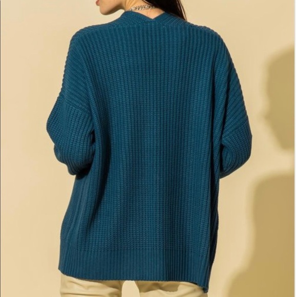 NEW TRENDY BURGUNDY OPEN FRONT CARDIGAN KNIT SWEATER - Picture 3 of 5